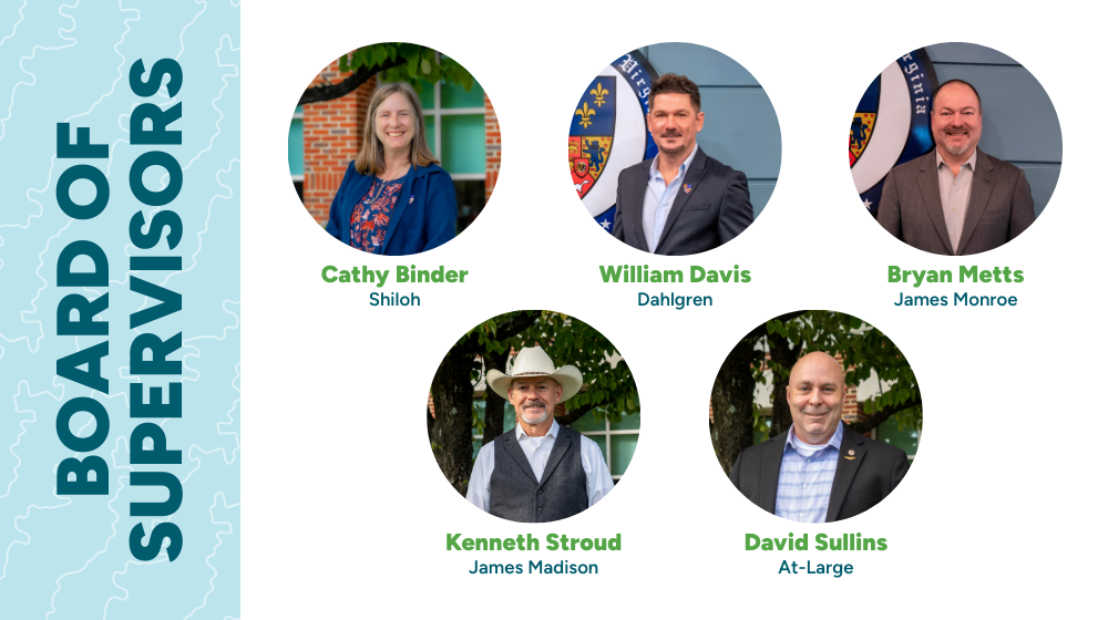 Photo of five board of supervisors members. Click here for more info