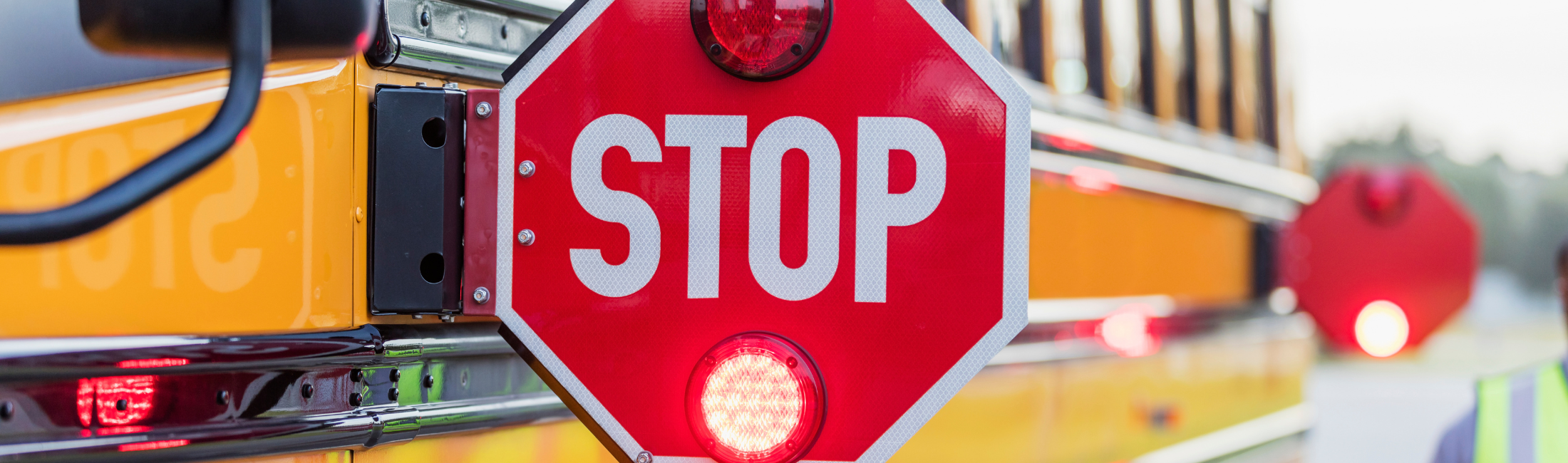 School bus stop sign and lights